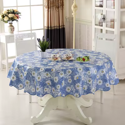 Nappe ronde en PVC imperméable, motif floral, décoration de la maison, nappe étanche à l'huile, couv