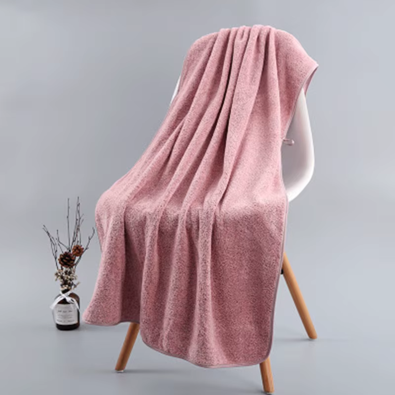 Serviette de bain épaisse et grande en velours de corail au charbon de bambou pour adulte, serviette