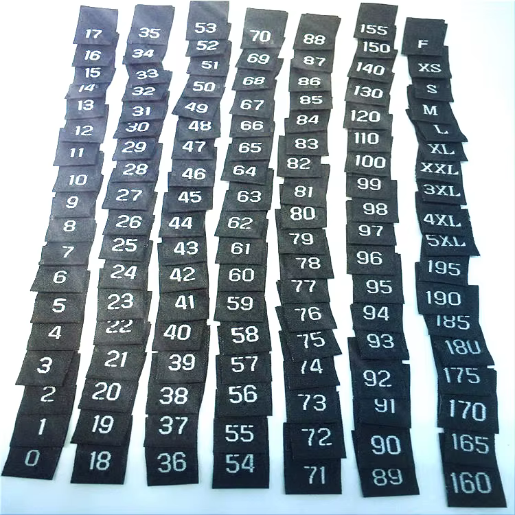 Étiquette de taille numérique, étiquette de taille européenne pour vêtements, numéros 1 2 3- 50 56 6