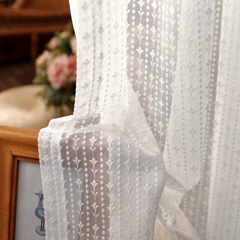 Rideaux en Voile brodé blanc coréen pour chambre à coucher, rideau de fenêtre pour salon, tulle tran