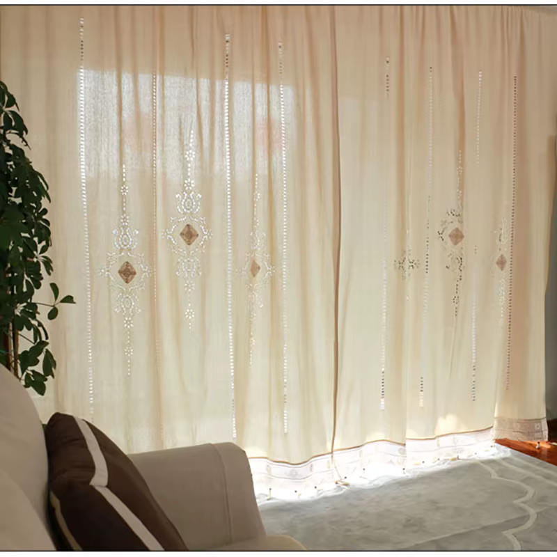 Rideau en dentelle au crochet en coton pour cuisine, salon, chambre à coucher, fleur, stores, rideau