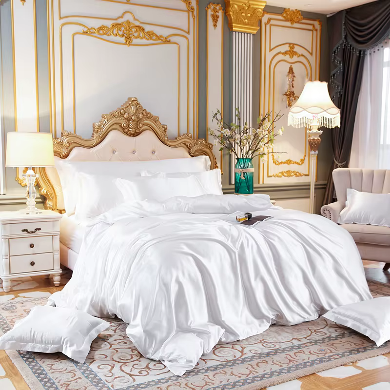 Housse de couette en Satin de luxe, simple, Double, taille Queen, confortable, couleur unie, pour la