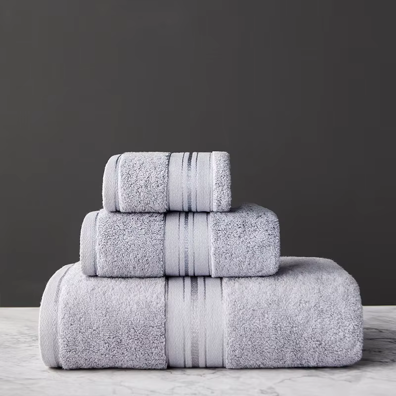 Nouveau Serviette en coton égyptien ensembles de serviettes de bain couleur unie épaissir ensemble d