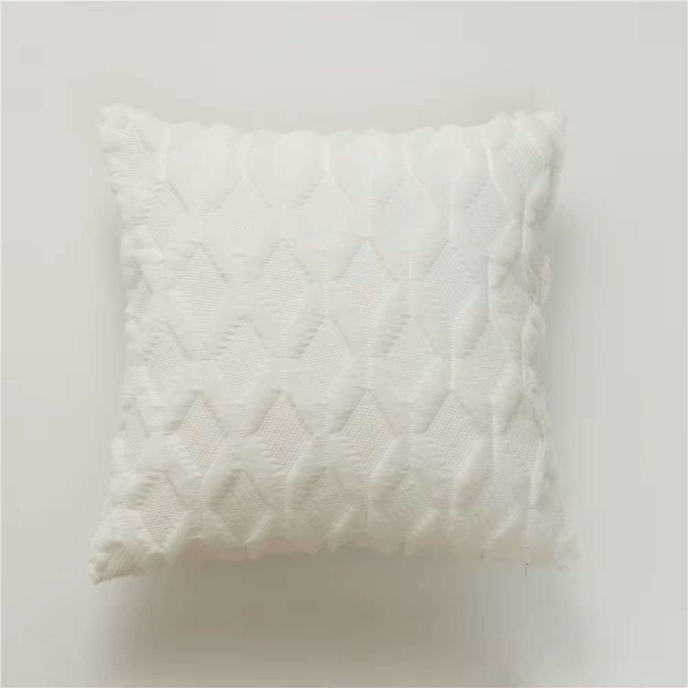 Housses de Coussins Doux Peluche en Laine et Daim avec des Motifs de Diamant sur Deux Faces Décorati