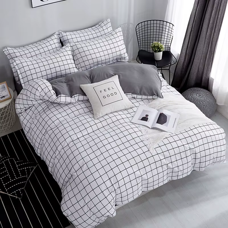 Bonenjoy-Parure de lit Queen Size en microcarence, ensemble de literie imprimé réactif, plaid noir e