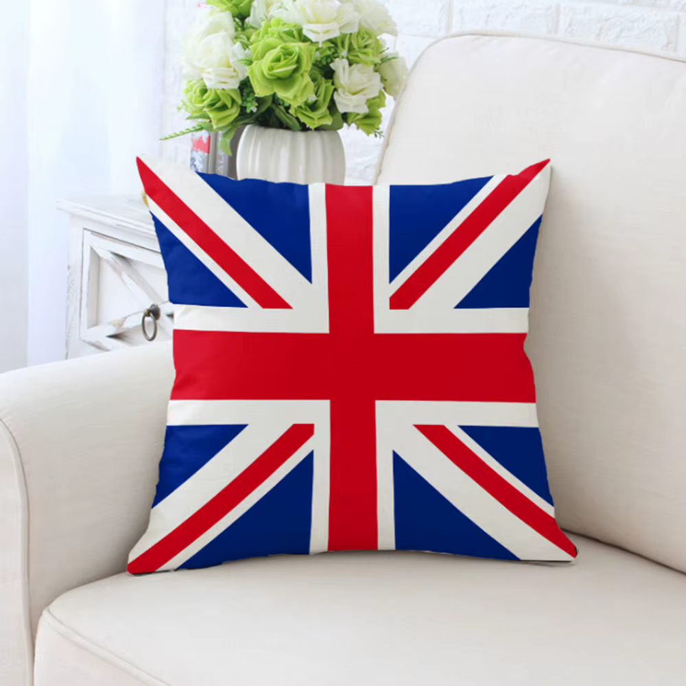Taie d'oreiller drapeau du Royaume-Uni, 45x45 cm, en coton et lin, drapeau national britannique, pou