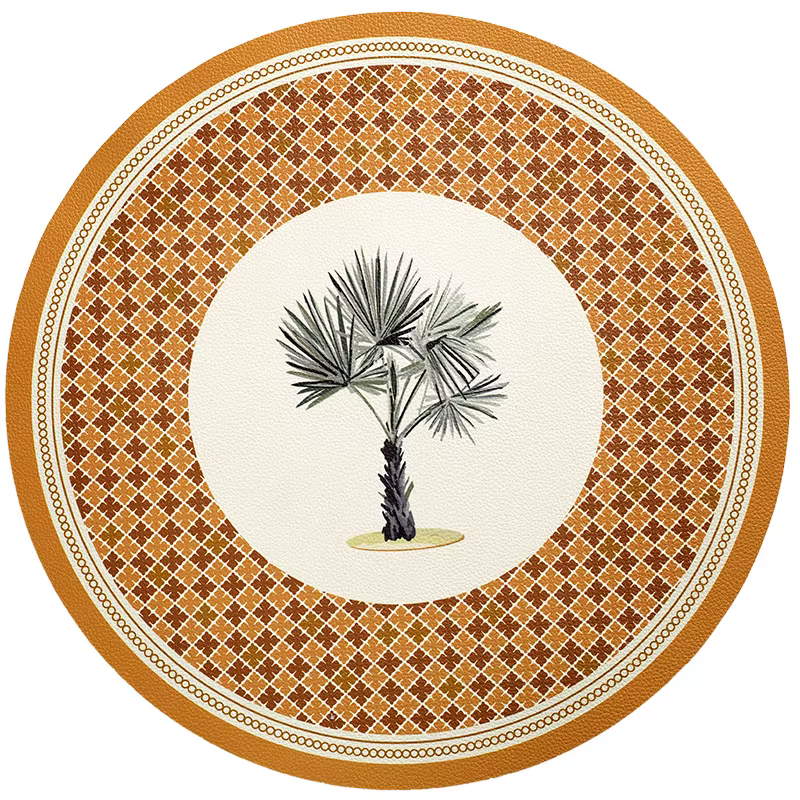 Napperon rond avec imprimé palmier, lavable, résistant à la chaleur, placards, cuisine, paramètres d