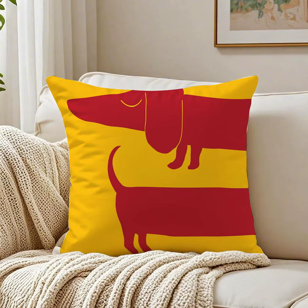 Housse de coussin avec animaux de dessin animé, taie d'oreiller anti-acariens, décoration de canapé 