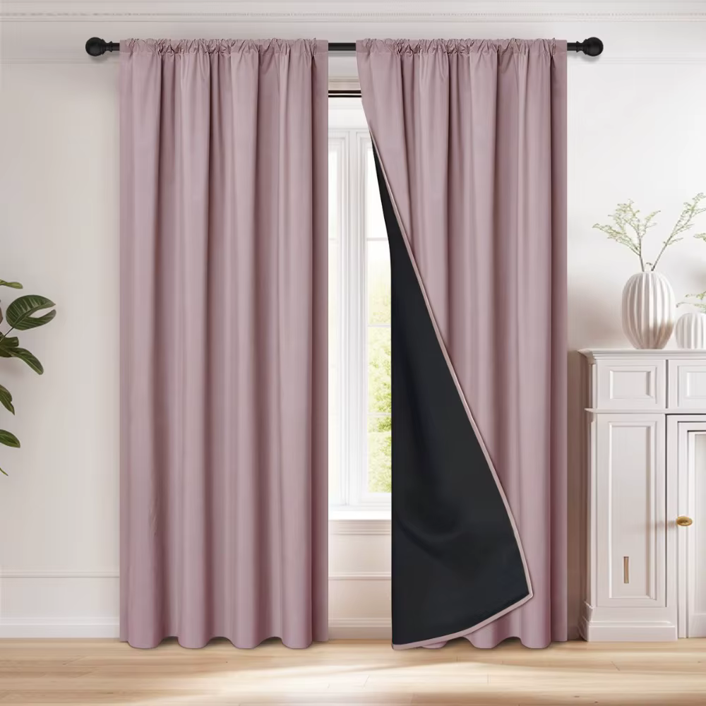 Rideau occultant pare-soleil avec passe-tringle, lavable, doublure enduite, facile à installer pour 