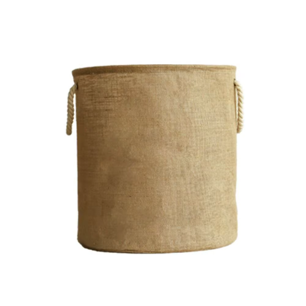 Panier à linge en coton et lin imperméable, grande capacité, pliable, pour vêtements sales, avec poi