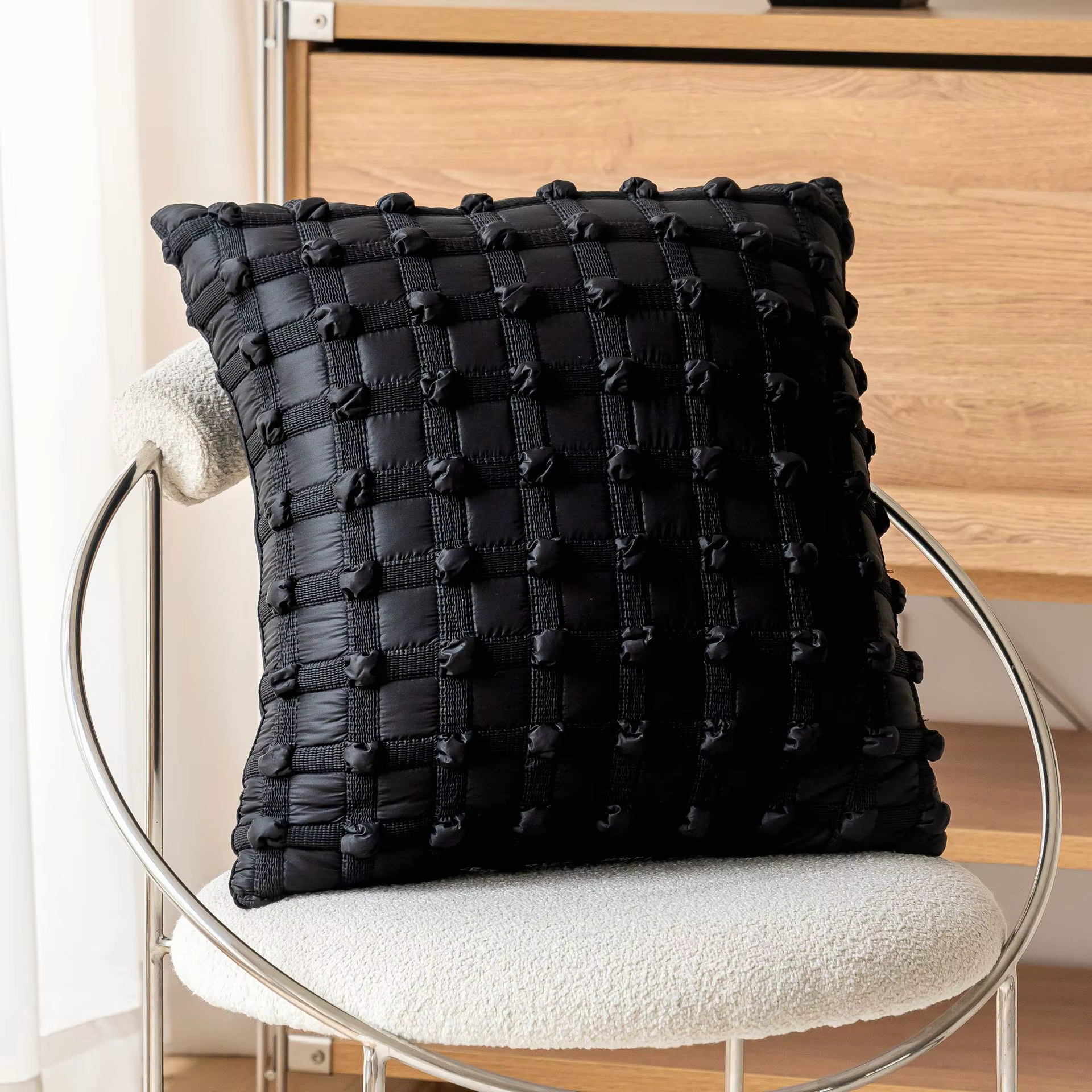 Housse de coussin à carreaux à bulles, 45x45CM, pour canapé, taille carrée, décoration moderne et si