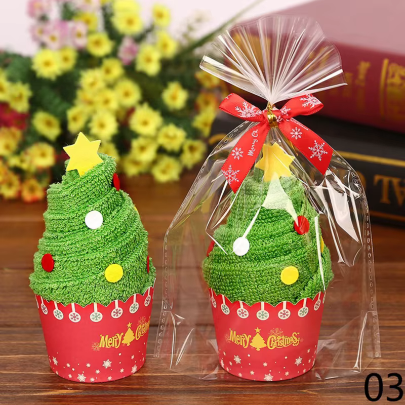 Serviettes de Noël en microcarence douce en forme de gâteau mignon, père Noël, bonhomme de neige, se