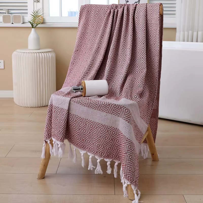 Serviette de bain douce en coton tissé, séchage rapide, polymères de bain, serviette de plage, couve