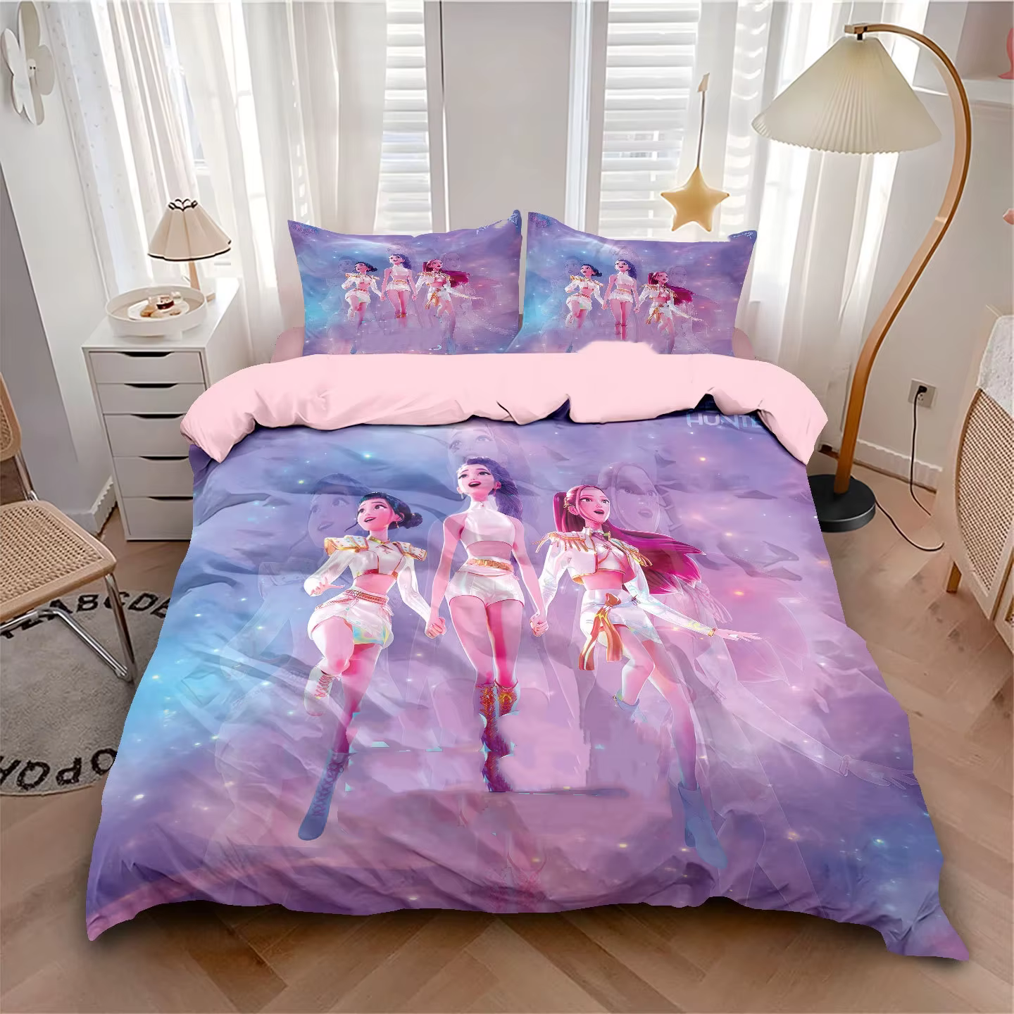 Parure de lit Star Hunters avec fermeture éclair, ensemble de literie populaire pour filles, housse 