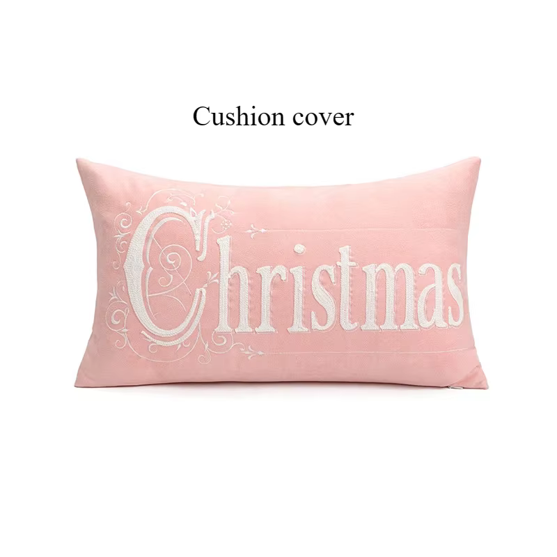 Juste de coussin brodée pour la décoration de la maison, mignon, rose, Noël, nouvel an, festival, ca