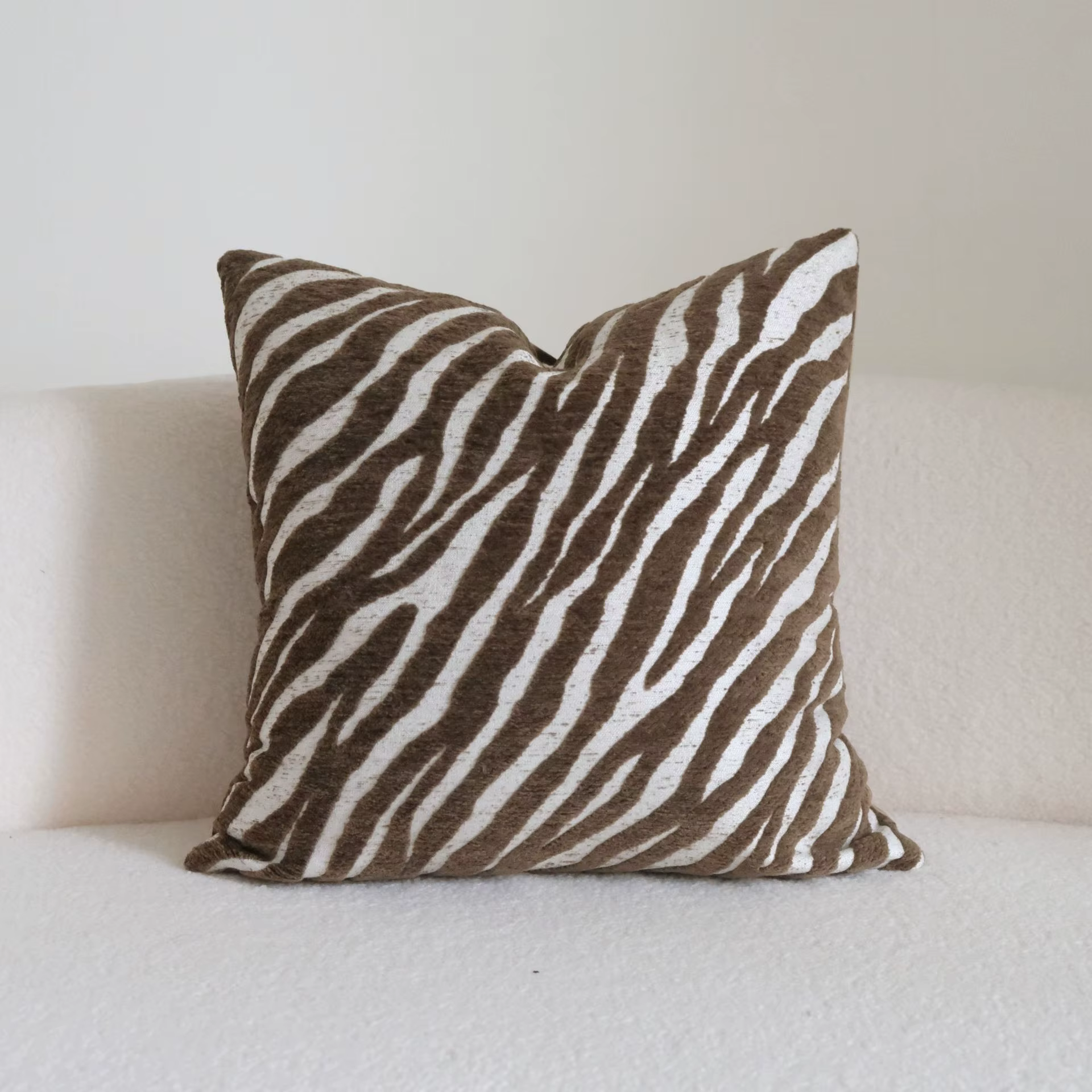 Housse de coussin Jacquard en Relief marron et gris, taie d'oreiller géométrique rétro, Wabi Sabi, d