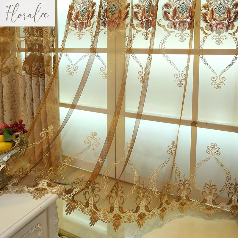Rideaux de luxe pour salon chambre à coucher, rideaux creux européens simples haut de gamme brodés, 