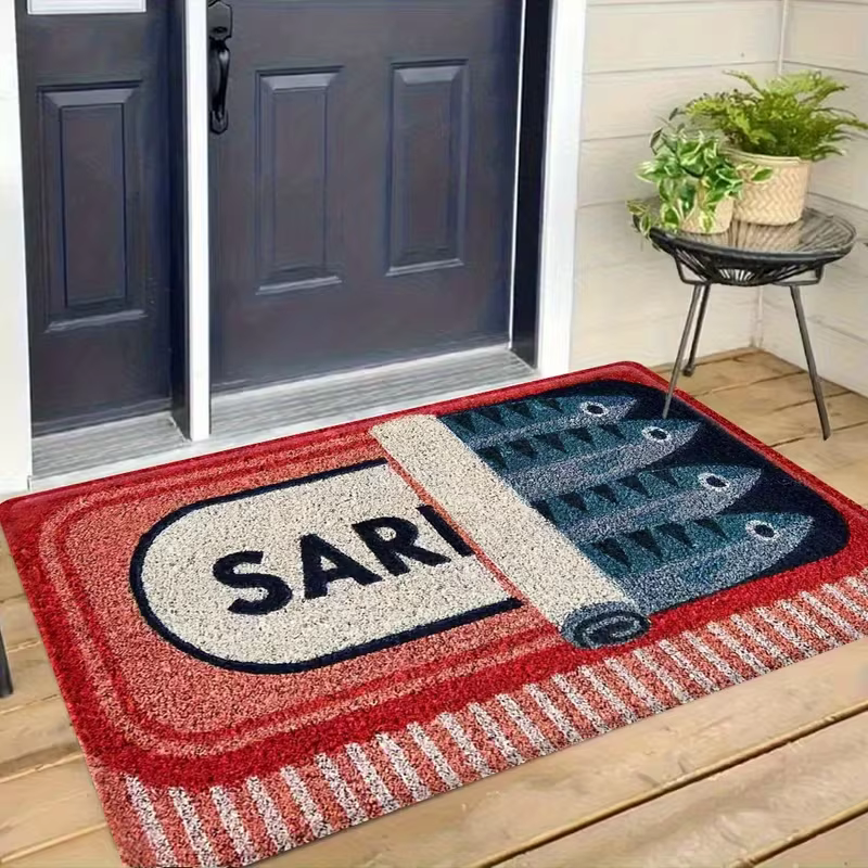 Tapis décoratif pour sol, motif sardine, antidérapant, idéal pour la chambre ou le balcon de votre m