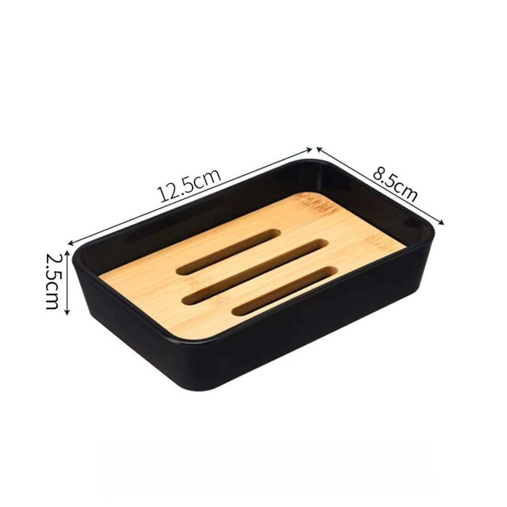 1 pièce Porte-savon en bambou pour salle de bain, design drainant, boîte à savon anti-éclaboussures,