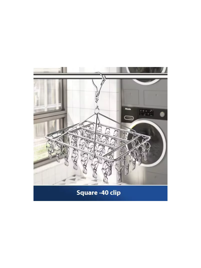 Étendoir à linge en acier inoxydable, anti-vent, pour soutien-gorge, chaussettes, serviettes, croche
