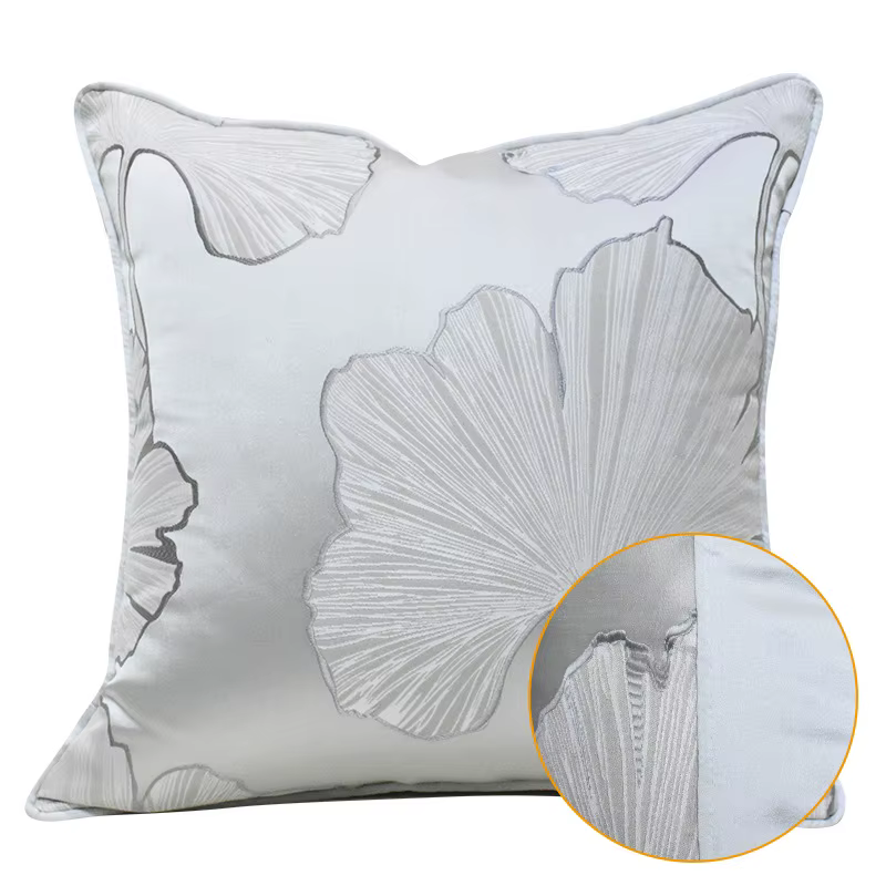 Housse de coussin de luxe en fil teint motif feuille, moderne et de haute précision, pour canapé, dé