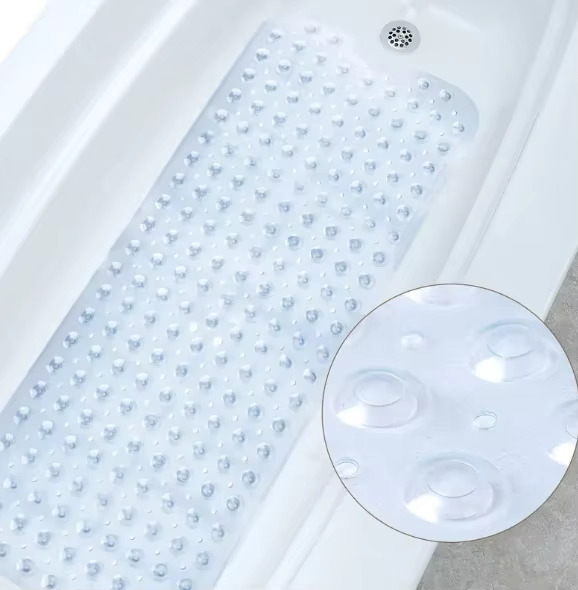 Tapis de bain antidérapant en PVC 40x100cm avec ventouses pour baignoire et douche