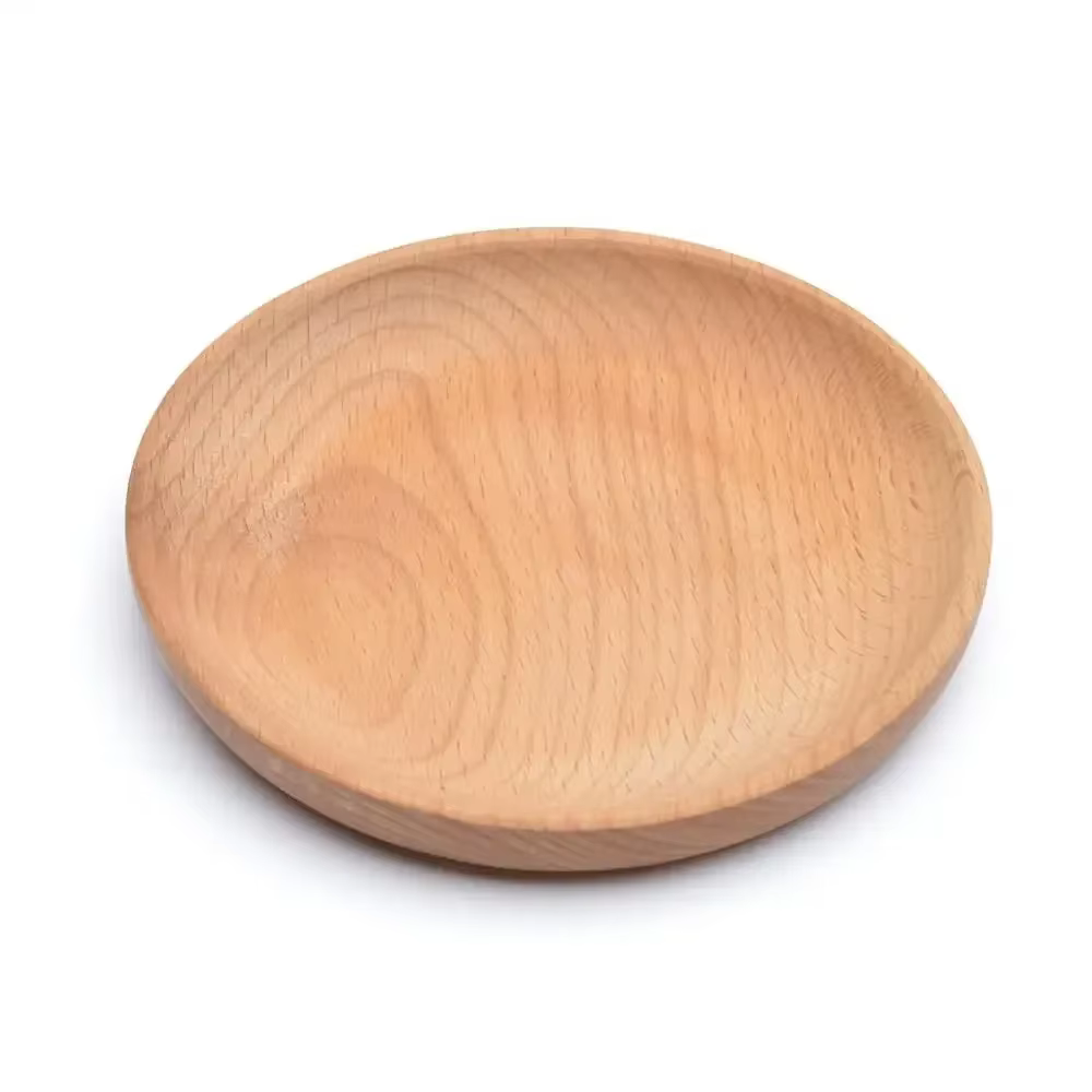 Plateau de service en bois écologique pour la maison, l'hôtel, les fêtes scolaires, assiettes rondes