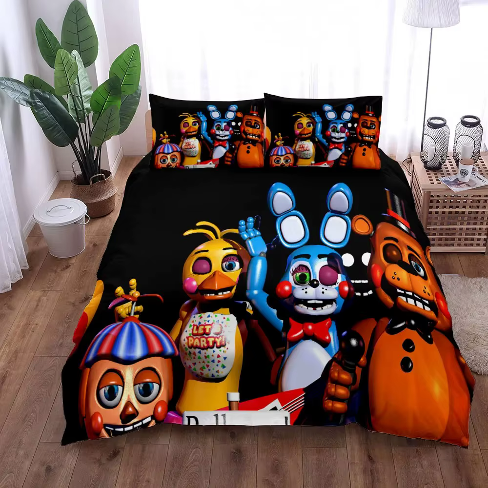 Ensemble de literie Cartoon Freddy, housse de couette, taie d'oreiller, décoration de chambre à couc