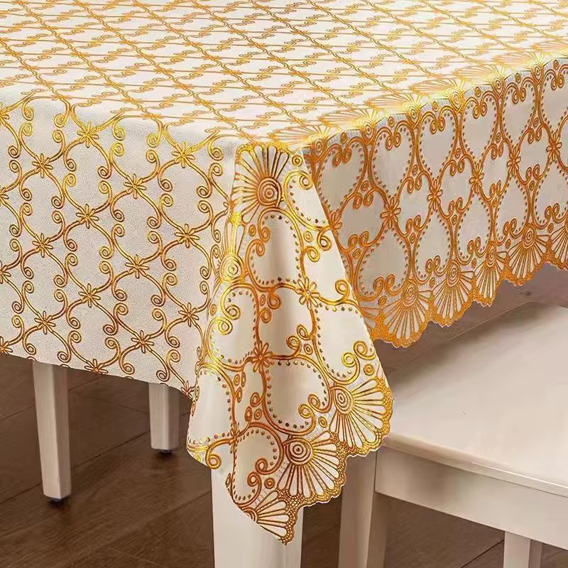 Nouvelle nappe dorée de Style européen, imperméable, résistante à l'huile et aux brûlures, tapis de