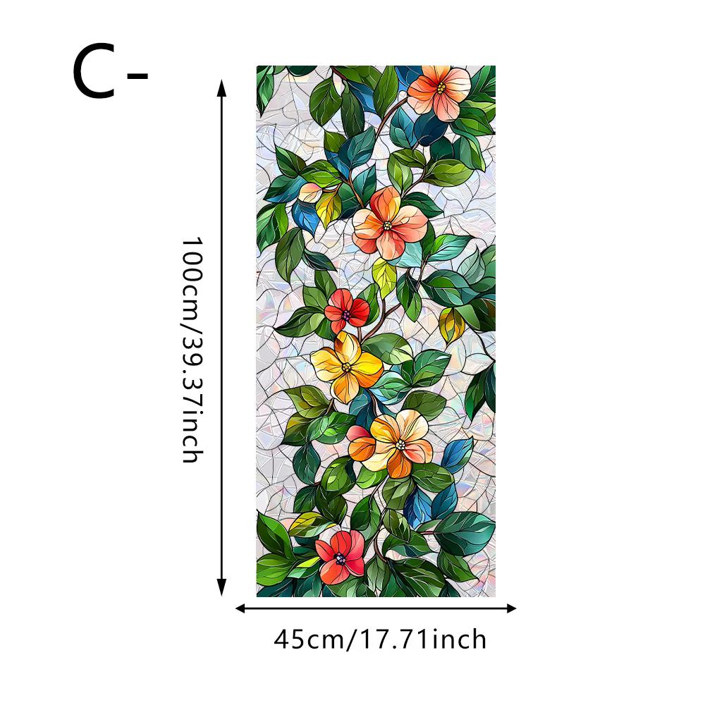 1 Pack Film de fenêtre en verre teinté, motif floral prisme arc-en-ciel, PVC statique pour la confid