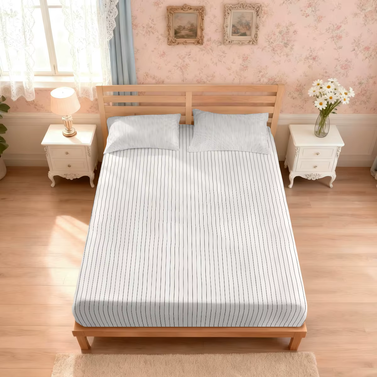Ensemble de draps minimalistes à rayures imprimées, 3 pièces, housse de lit multi-tailles, décoratio