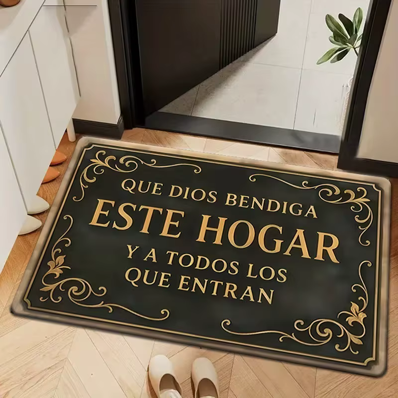 Paillasson rectangulaire avec citation espagnole inspirante, pour porte d'entrée de cuisine, pour sa