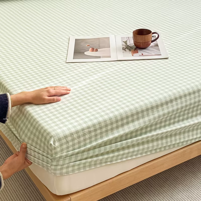 Nouveau drap-housse pré-lavé 1 pièce-Design à carreaux classique, tissu microfibre Ultra doux, houss