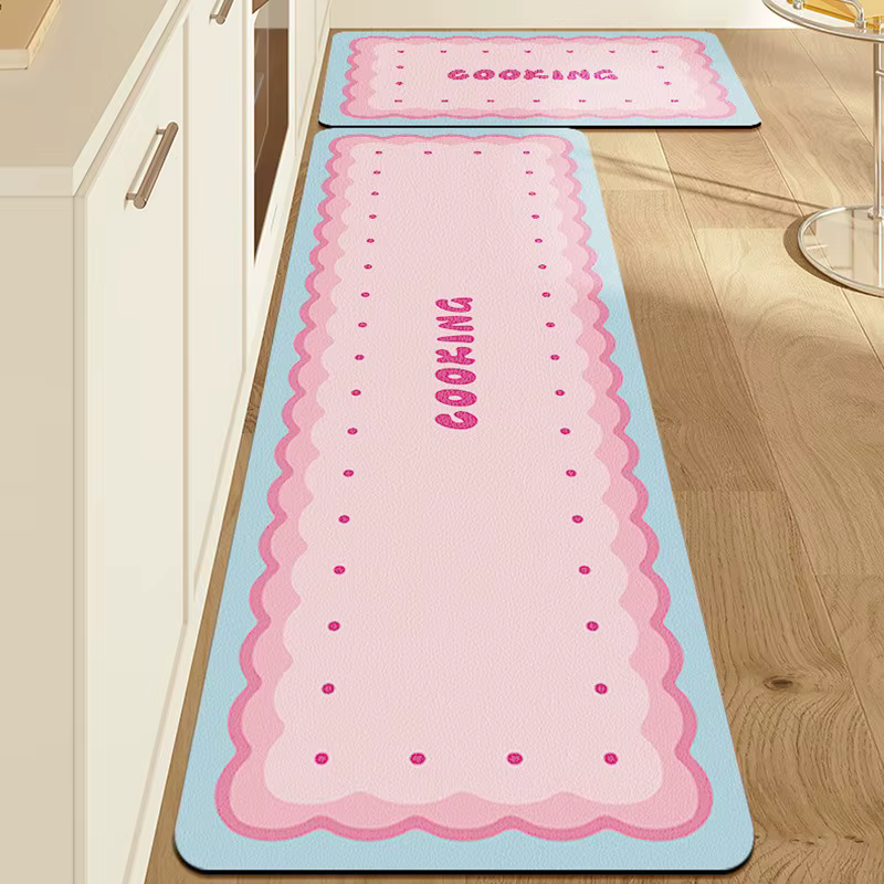 Polymères de sol pour cuisine, style mignon, tapis coloré, imperméable, résistant à l'huile, lea, PV
