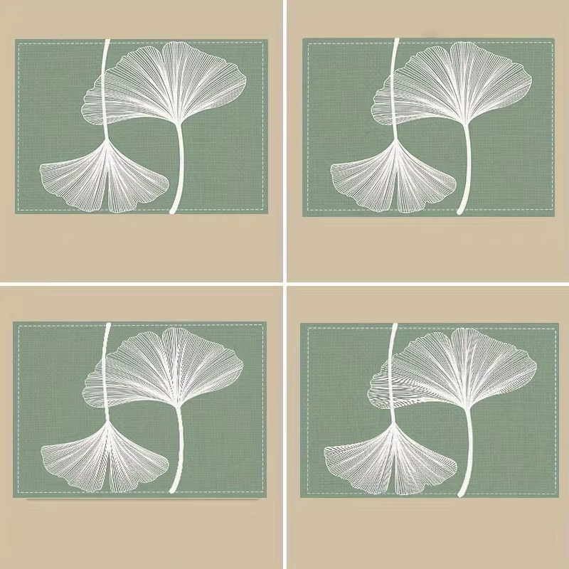 4 pièces/sets de napperons modernes, simples et haut de gamme avec motif feuille de Ginkgo, pour cui