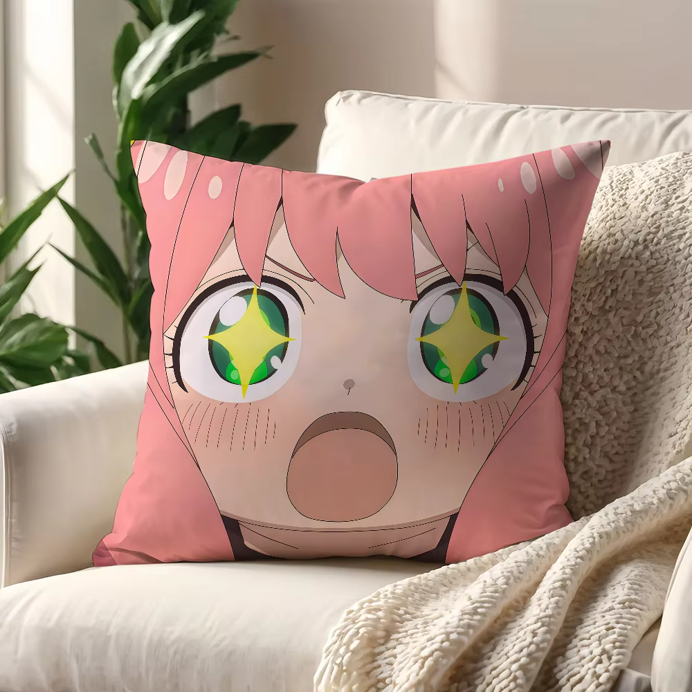 Housse de coussin Kawaii S-SPY FAMILY Face FK, pour oreiller, impression, décoration de canapé, mais