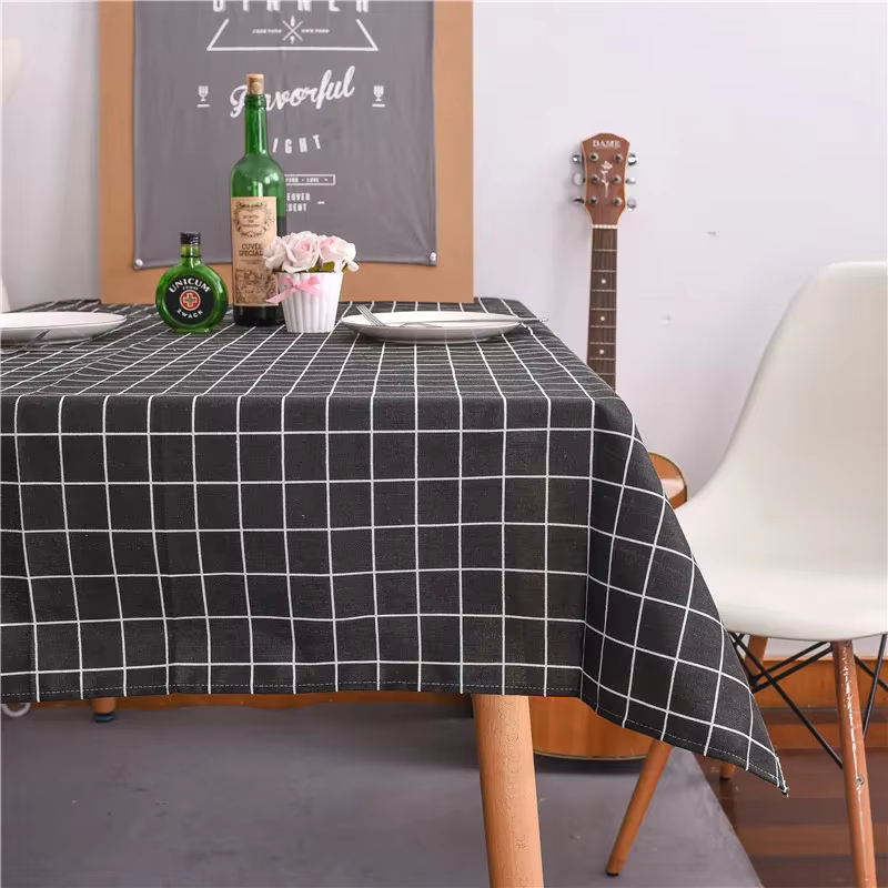 Nappe de Table Rectangulaire Décorative en Coton et à Carreaux Rayé, Couverture de Table pour Gril d