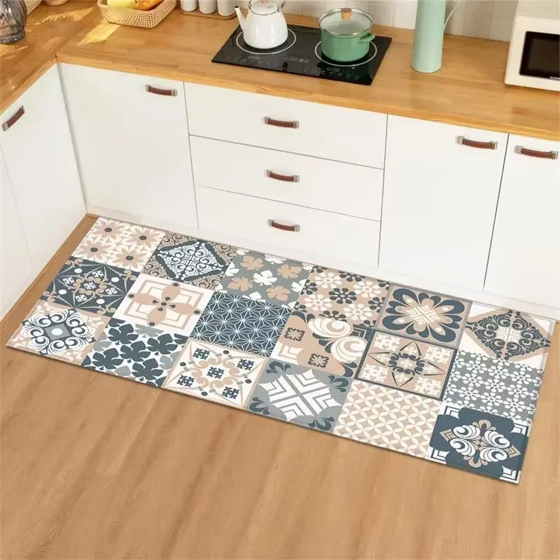 Tapis en Pvc pour tapis de sol de cuisine, imperméable, décoration de la maison, résistant à l'huile