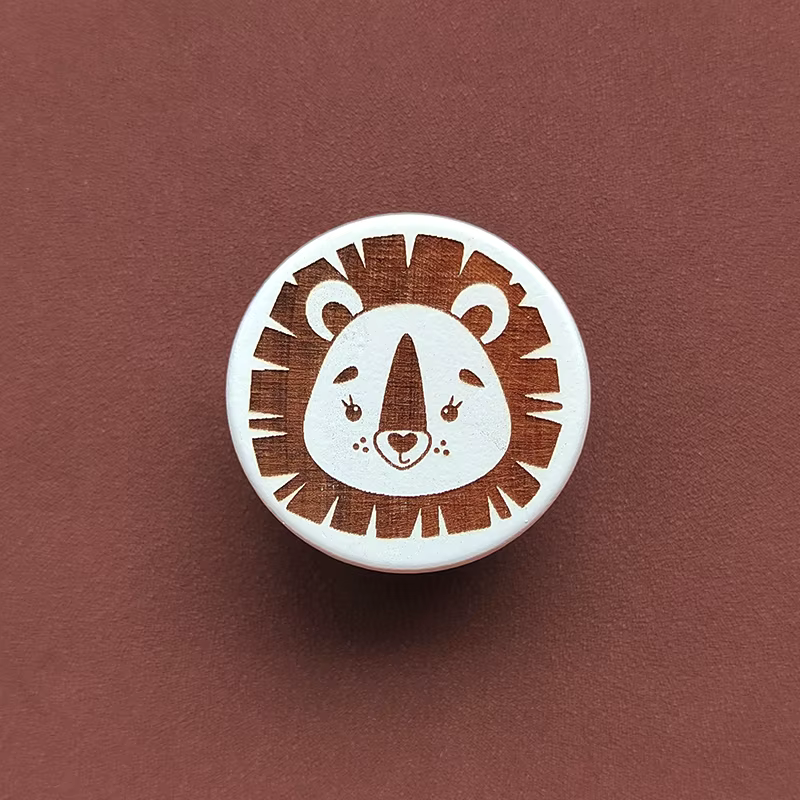 Lèvent de meuble en bois pour enfants, poignée d'armoire gravée, boutons de commode Boho, animal de 
