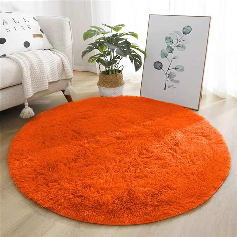 Bubble Kiss – tapis rond en peluche Orange moelleux, pour la maison, décor de salon, longues piles é