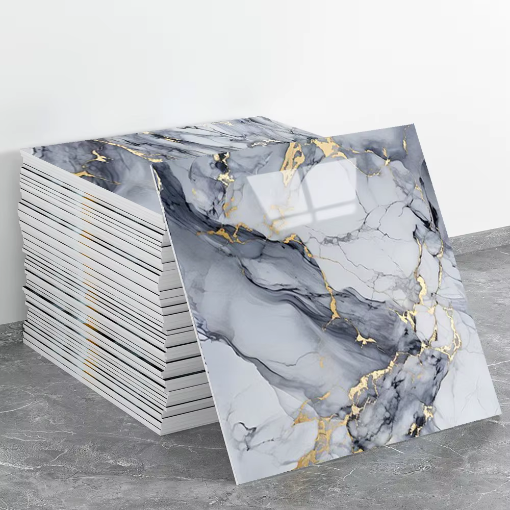 Autocollants muraux Imitation marbre, papier peint auto-adhésif en aluminium, fausse carrelage en mo