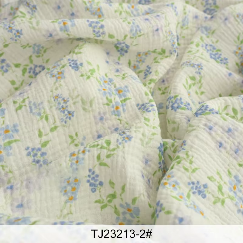 Tissu en gaze de coton double couche 0,5/1/3/5m à petites fleurs, doux pour la literie de bébé, les 