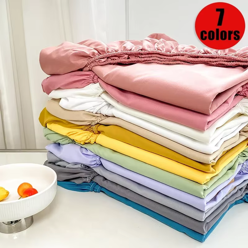 Drap-housse brossé de couleur unie de qualité supérieure, tissage en satin ultra doux pour les soiré