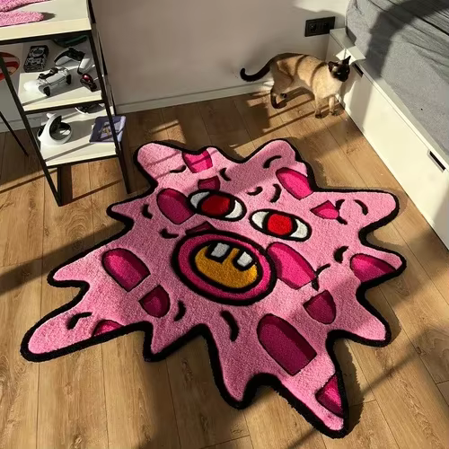 Tapis antidérapants en peluche pour vestiaire de salle d'étude Simple, rose irrégulier, doux, pour c