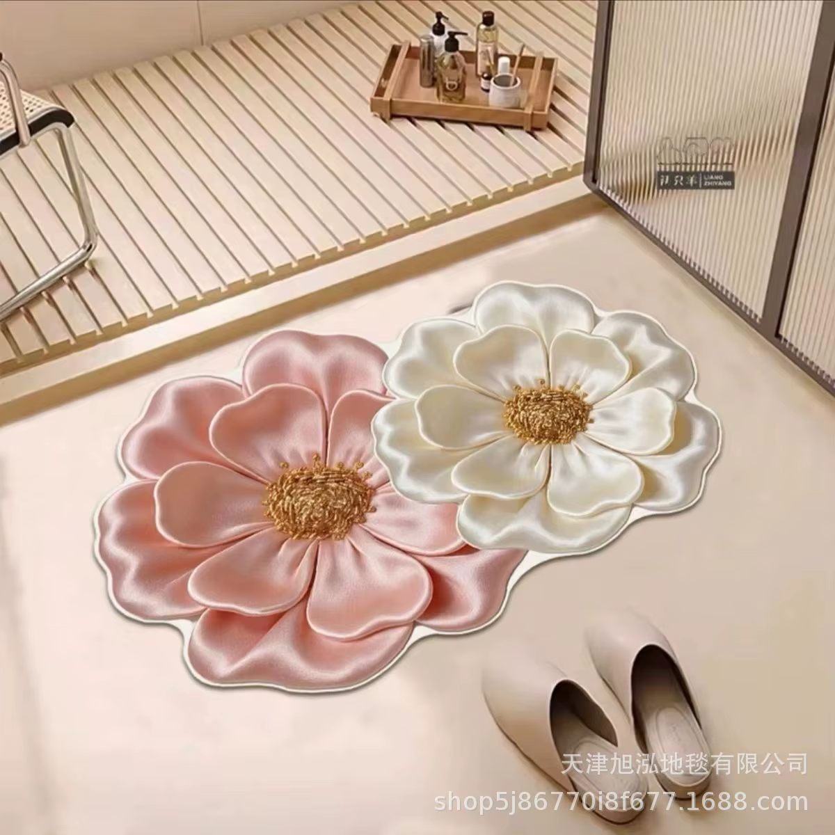 Tapis de salle de bain moderne et simple à motif floral, tapis de sol antidérapant absorbant l'eau e