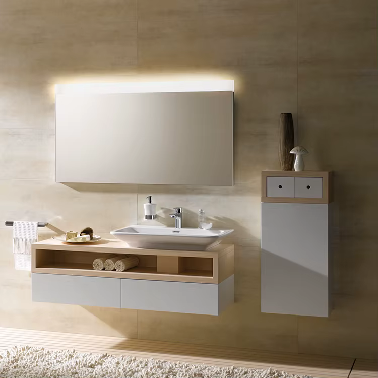 Meuble de salle de bains en marbre de chêne blanc, meuble de salle de bains, Double évier, bon march