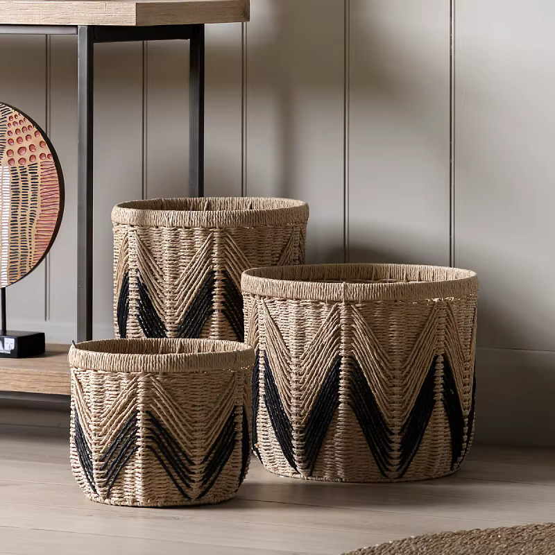 Panier de rangement en rotin, décoration de salon, Pot de poche en filet Durable, panier tissé décor
