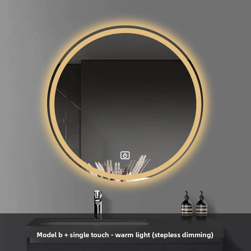 Miroir de salle de bain intelligent rond mural Led avec écran tactile léger Anti-buée Induction lumi
