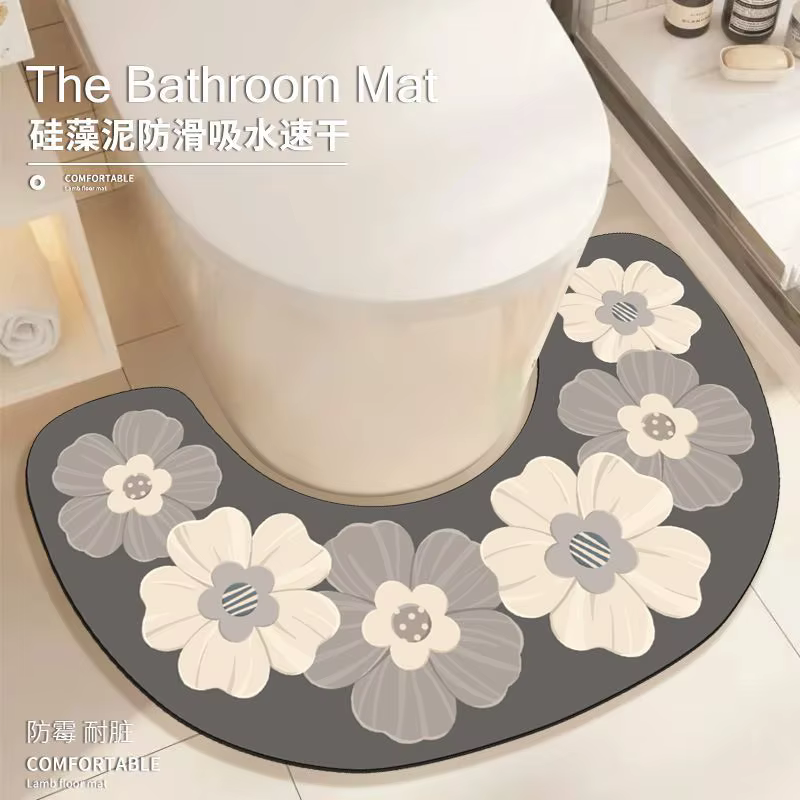 Tapis de sol en terre de diatomée pour salle de bain, tapis de toilette à séchage rapide, absorbant 