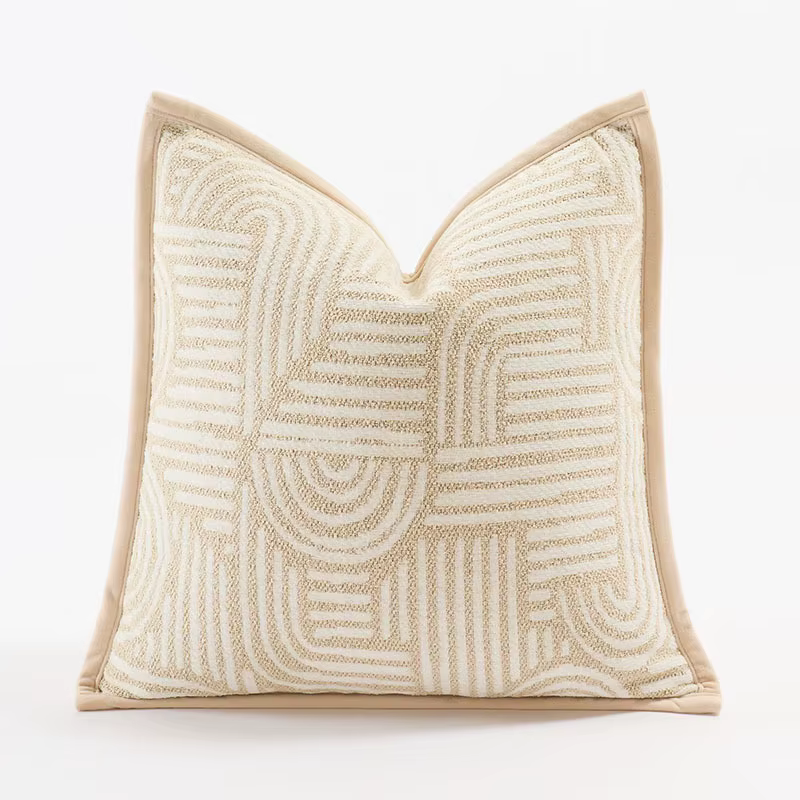 Housse de coussin de luxe française marron lait, taie d'oreiller décorative rétro géométrique pied-d